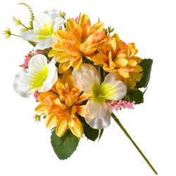 Hurt77 Mesterséges Dália Csokor 43 cm Virág Kompozíció Fehér Sárga (WMD-220A bukiet)