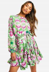 Boohoo Mintás Ruha, mini, hosszú ujjú, Size 46