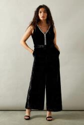 Wallis Fekete Velúr Overál Hosszú Széles Szárú Wallis Gyöngyökkel 46