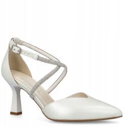 Kotyl Magassarkú cipő csillogó csíkokkal Kotyl 3713 Ecru Gyöngy 40 (KOTYL 3713 BIAŁA PERŁA(srebrny))