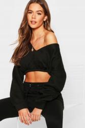 Boohoo Pulóver Fekete Casual Rövid Basic