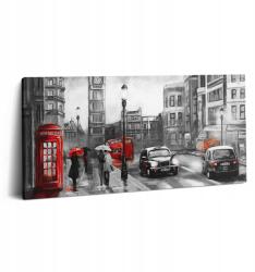 Wallfluent Fotó Falikép Vászon Kilátás London utcájára és a Big Benre 100x50 cm (010030010010000052159)