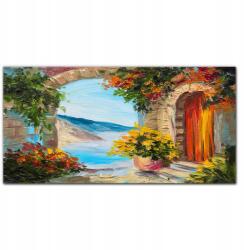 Coloray Vászonkép a nappaliba Virágok ház tenger 100x50 (010030010010000017522)