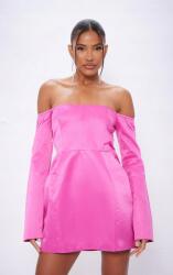 Prettylittlething Ruha, Size 40, mini trapéz, nyitott vállú, szatén, rózsaszín