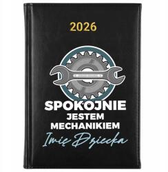 FunnyCase Könyvnaptár 2026 Nyugodtan Szerelő Vagyok Fekete Ajándék Minták (Kalendarz Czarny SPOKOJNIE JESTEM MECHANIKIEM)