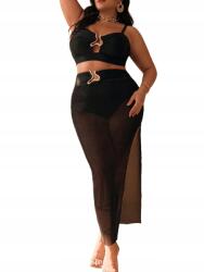 Shein Fürdőruha Fekete Kétrészes Hálós Szoknya 42 XL__XL