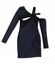 Boohoo EC23222 Boohoo Fekete Aszimmetrikus Ruha Mini Hosszú Ujjú (26) S