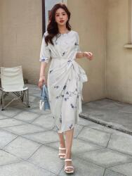 Dazy Aszimmetrikus Ruha, MIDI, virágmintás, Size S, többszínű