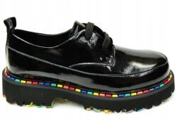 Ravini 1241 fekete félcipő szivárvány platformon méret 37 (010.1241)