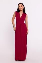 BeWear Elegáns Női Ruha Maxi Sima Bordó Füllel 36 S