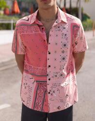 Shein Férfi Ing Rózsaszín Print