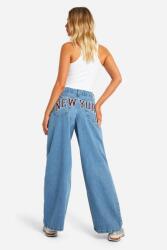 Boohoo LC46106 Boohoo Széles Szárú Farmernadrág Hímzett Felirattal (40) L