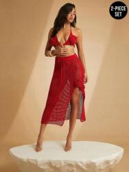 Shein Piros Szoknya Felső Szett (s) (587388)