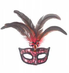 Korbi Szemmaszk Dekoratív Tollakkal Fényes Farsang Jelmez Piros