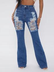 Shein KC04113 Shein Egyenes Szárú Farmer Magas Derekú Széles Szárú Lyukas 28-AS