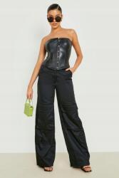 Boohoo Fekete Egyenes Cargo Nadrág, Size 34, magas derék (GZZ25790-105)