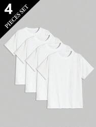 Shein TW15604 Férfi Póló Szett 4 Db 4PACK Sima Fehér Shein (11) M