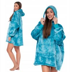  Pulóver Takaró Plédpulcsi 2in1 Oversize XXL kapucnis vastag Sherpa Kék (KC00028)