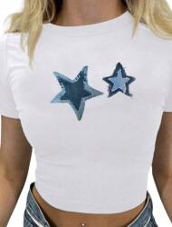 Shein Fehér Póló Alkalmi Nyomtatással 36-OS