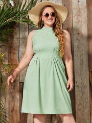 Shein Zöld Ruha, térdig érő, fodros, Size 50, 97% poliészter