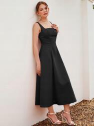 Shein EC12218 Shein Sima Fekete Ruha Vállpántokkal S