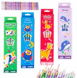 48 db-os radíros gyermek ceruzakészlet, színes iskolai ceruzák, állatos mintákkal (HMQB48-DW)