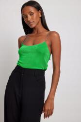 NA-KD Zöld Felső Sima Nyitott Váll Dekoratív Vállpántok Nyitott Hát Na-kd S