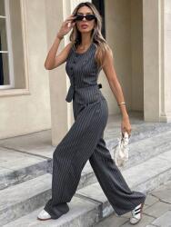 Shein KC01309 Shein Alkalmi Csíkos Gombos Mellény (37) L