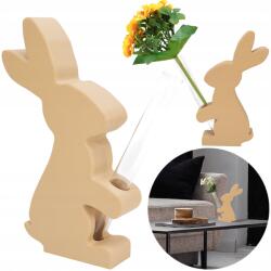  Húsvéti Nyuszi Figura Virágos Fiolával 24CM Bézs Modern Váza (WAZ000012-Beżowy)