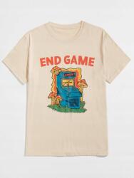 Shein LC61215 Shein Póló Mintás Nyomott Mintás Kerek Nyakú Rövid Ujjú S