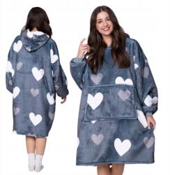 Takaró Pulóver Oversize Fürdőköpeny Vastag Takaró Pulóver 2in1 XXL Szívek Szőrme Pulóver Takaró