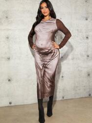 Shein IC52103 Shein Ceruzaszoknyás Kismama Maxi Ruha Nyomott Mintával Hosszú Ujjú M