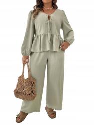 Shein Curve Nadrág Zöld Egyenes Laza Casual 42 XL__XL