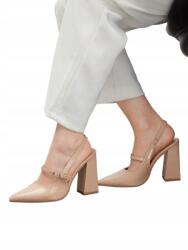 Shein Kockás Cipő Bézs Lakkozott Orr Csattal 37__37 (sx2409301660975850)