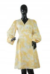 minimum átlapolós ruha, Size 36, hosszú ujjú, sárga, koktél (372331)