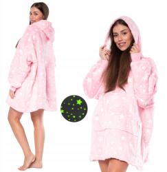  Kocpulóver 2 az 1-ben Oversize Kapucnis Vastag Sherpa Rózsaszín Csillagokkal (KC00013)