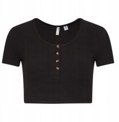 Guess női póló testhezálló crop top fekete rövid gombokkal méret S (01BC09RB00P BLK)
