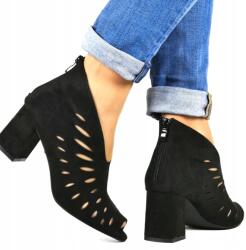 Potocki Fekete Női Szandál Nyitott Lábujjakkal Kivágott Áttört Potocki Divatos (20318 CZARNE ZAM)