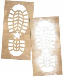  Dekoráció Sablon Lábnyom Mikulás Cipő Mesterséges Hó Karácsony (UN)