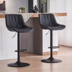  Bárszék szett 2 db Hoker Fekete Pu bőr Állítható (b0ds1xyvfz)