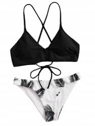 Shein RW1105 Shein Kétrészes Bikini Fürdőruha Tropikai Mintával L-es Méret