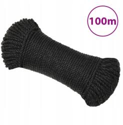 VidaXL Munkakötél, fekete, 6 mm, 100 m, polipropilén (8720287132097)