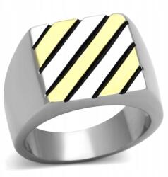 ArtWings Ezüst férfi jelvény Arany Fekete Csíkos stripes méret 27 28 acél 316 L (SM1)