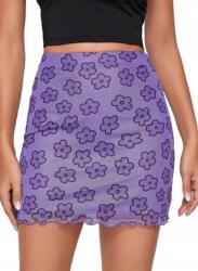 Shein Lila Virágmintás Miniszoknya Casual Hálóval 34 Xs__xs