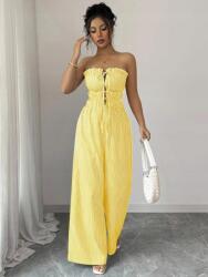 Shein KC22111 Shein Sárga Csíkos Nyitott Vállú Overál (38) S