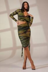 Boohoo Khaki Áttetsző MIDI Mintás Szoknya (36) (GZZ30789-135)