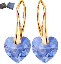 Mennica Świdnicka Fülbevaló Arany Ezüst 925 Lógó Kristályokkal Kék Női Szív