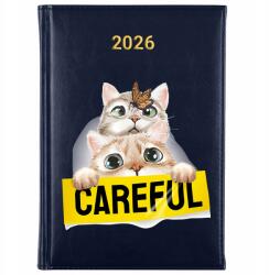 FunnyCase Könyvnaptár 2026 Careful Sötétkék határidőnapló tervező Ajándék minták (Kalendarz Granatowy CAREFUL)
