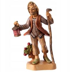 Włoska Karácsonyi betlehem figura Pásztor bottal és zseblámpával- 12cm magas figurákhoz (11150-12)