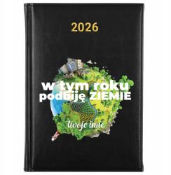 FunnyCase Könyvnaptár 2026 Meghódítom A Földet *név* Fekete Ajándék Tervező (Kalendarz Czarny PODBIJĘ ZIEMIĘ *IMIĘ*)